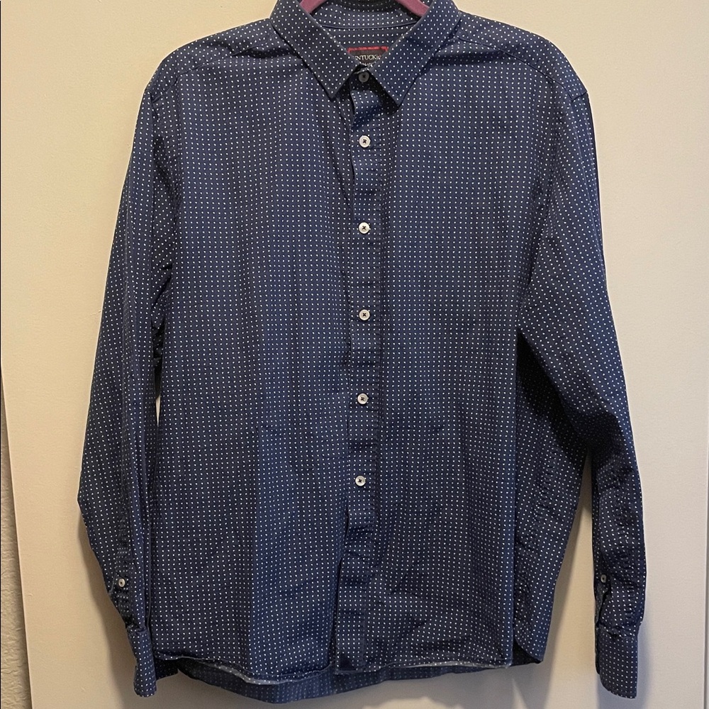 UNTUCKit Navy Micro-Dot Long-Sleeve Button-Down Shirt